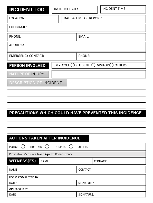 School Incident Report Template